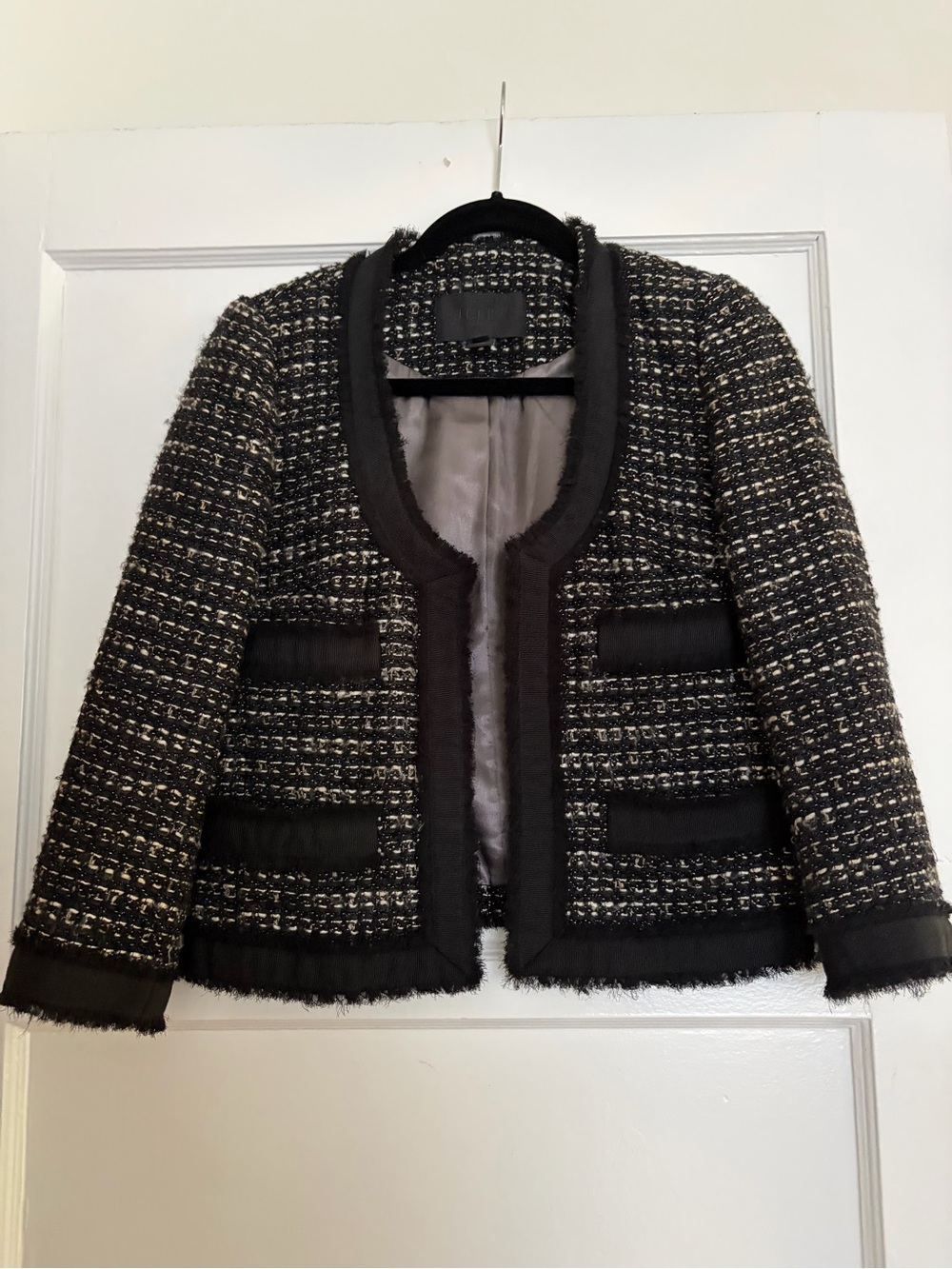J. CREW Glen Plaid Lady Jacket with Braided Trim